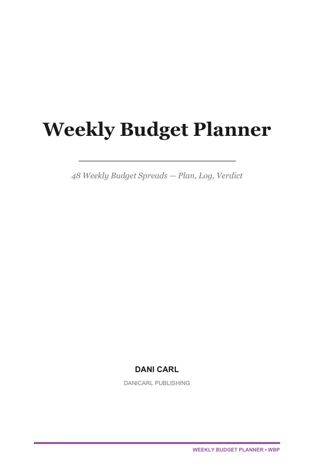 Weekly Budget Planner — a page from the interior